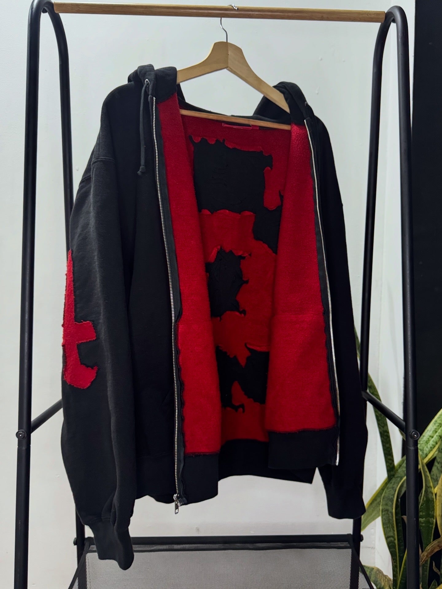Zip Up Hoodie ”Cut out" Black XL