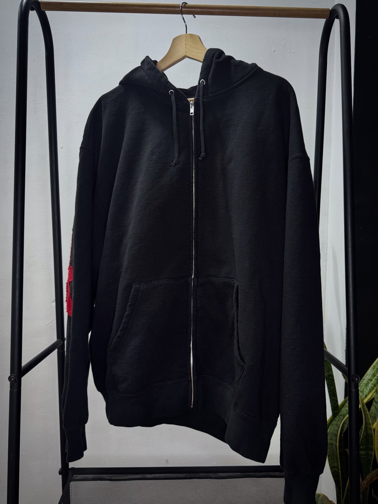 Zip Up Hoodie ”Cut out" Black XL