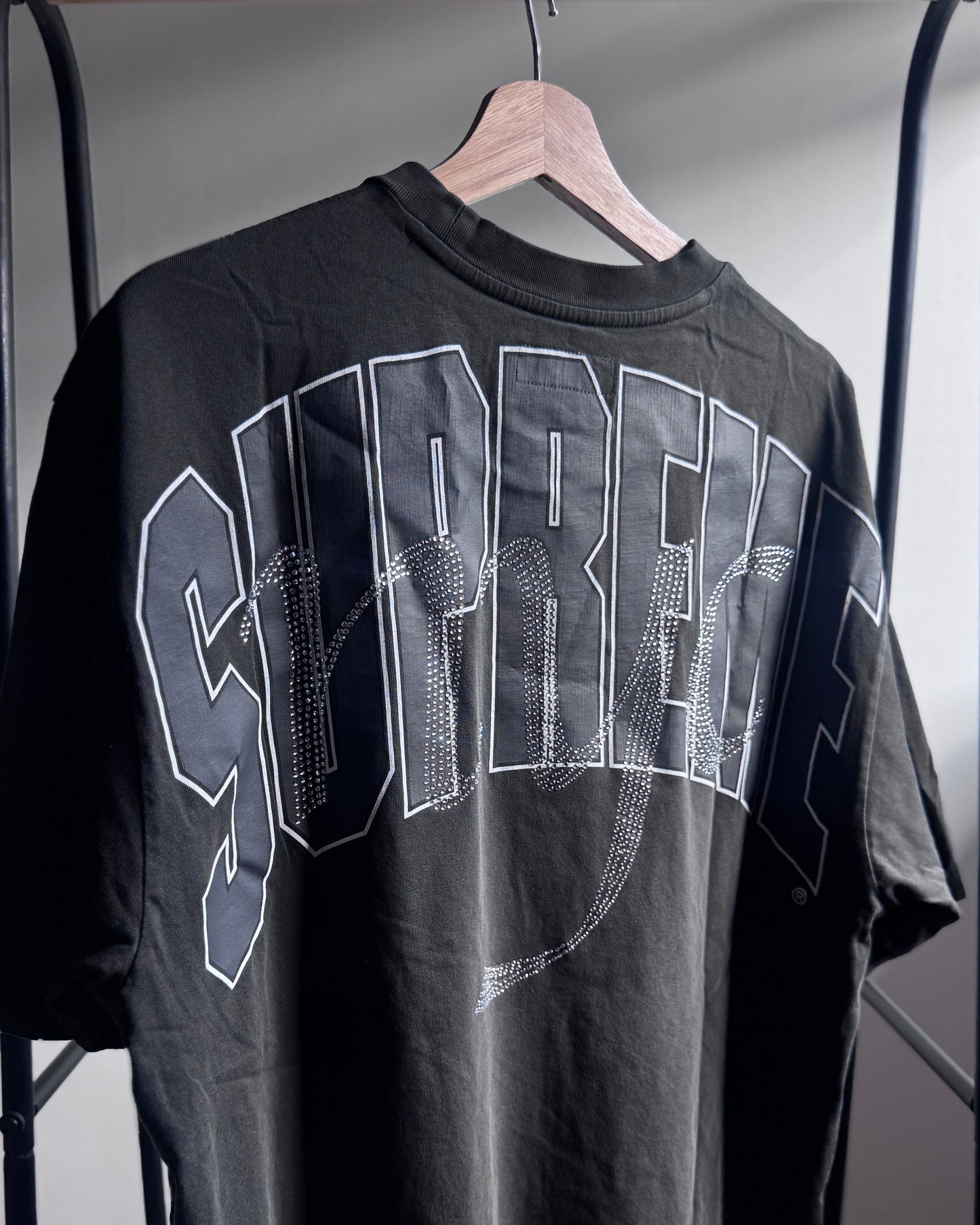 T-shirt “Rhinestone Script" Black L