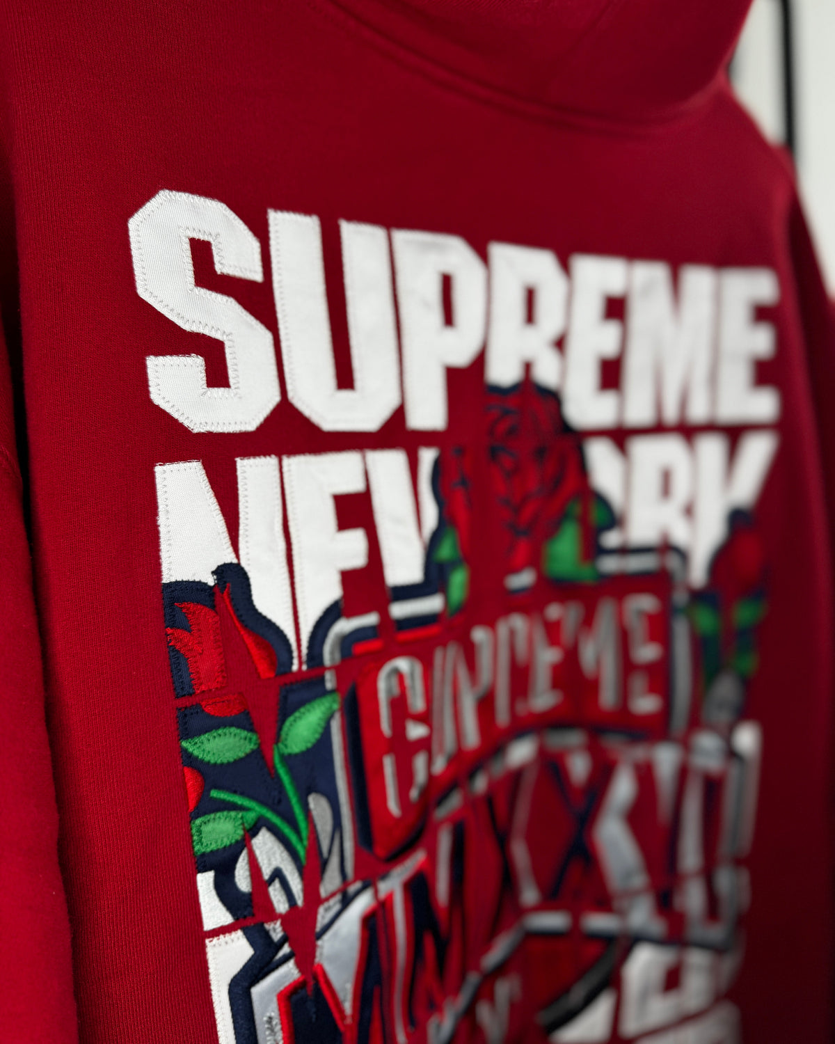Zip Up Hoodie ”Blessed Appliqué" Red XL