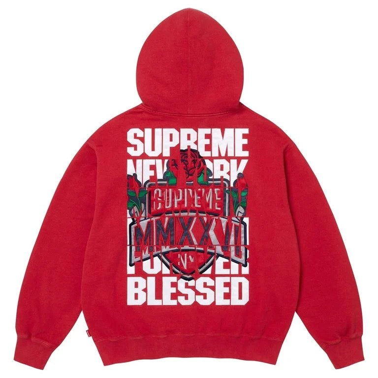 Zip Up Hoodie ”Blessed Appliqué" Red XL