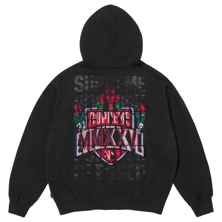 Zip Up Hoodie ”Blessed Appliqué" Black L