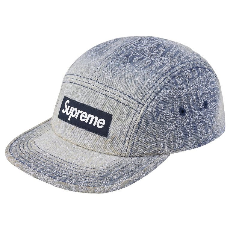Stitched Old English Denim Camp Cap Blue