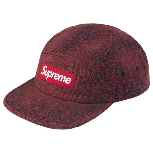 Stitched Old English Denim Camp Cap Red