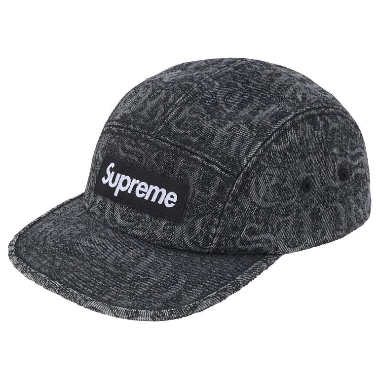 Stitched Old English Denim Camp Cap Black