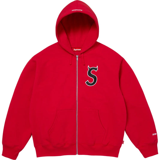 Zip Up Hoodie ”Devil S Logo" Red M